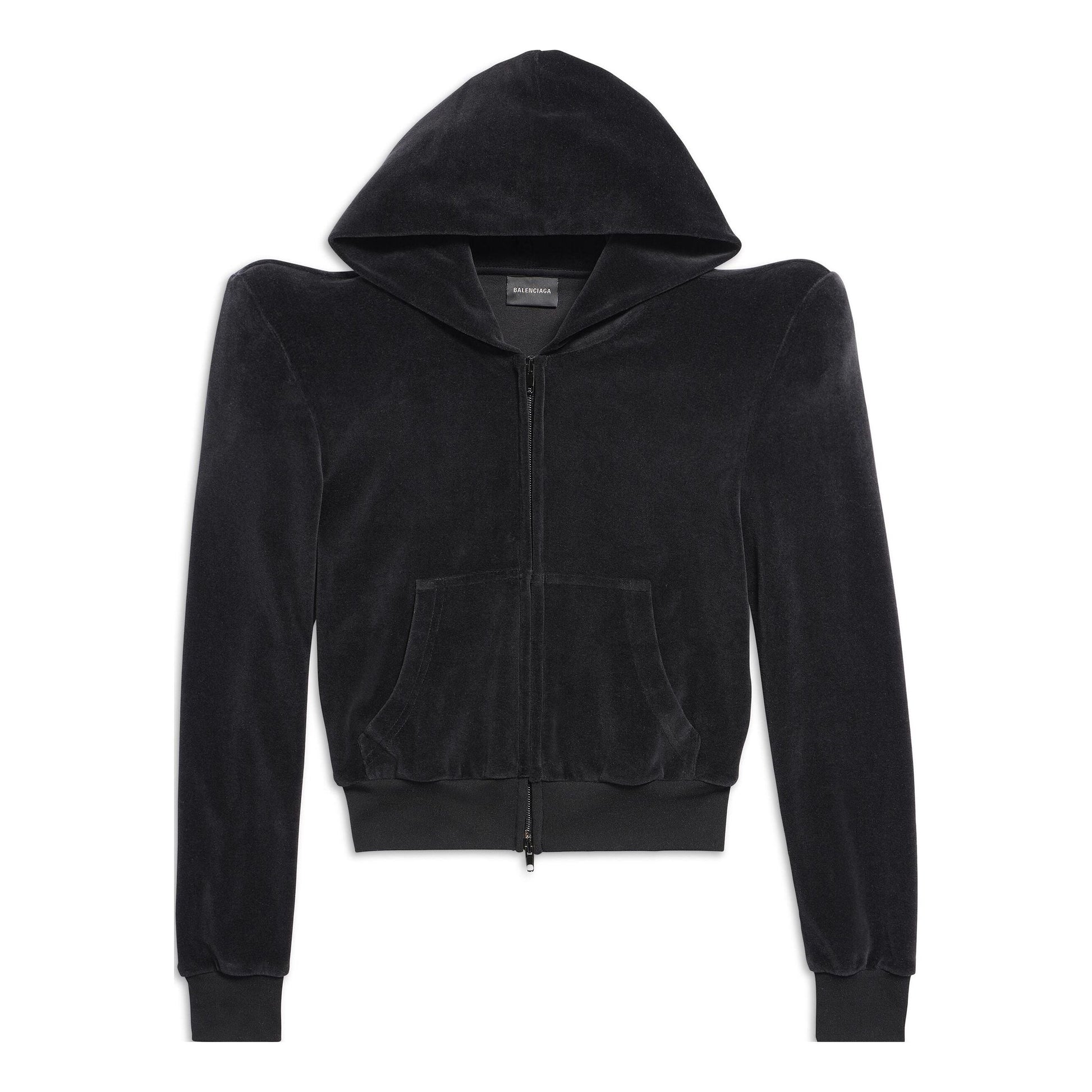 Balenciaga Round Shoulder Zip-up Hoodie 'Black' 767880TNV611000