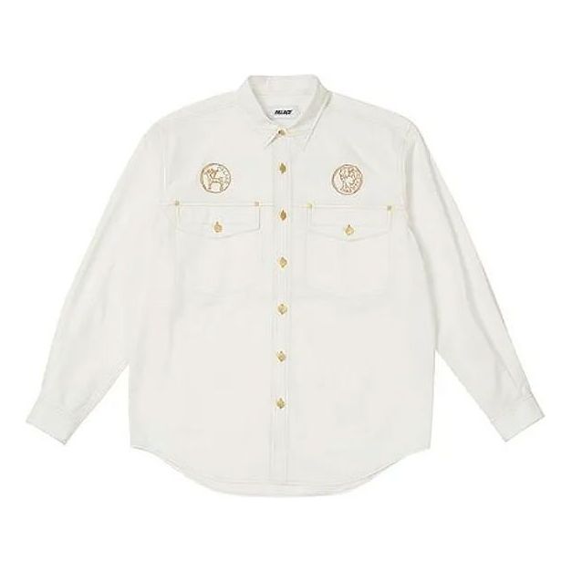 PALACE Funny Logo Stand Collar Long Sleeves White Shirt P20SHT006