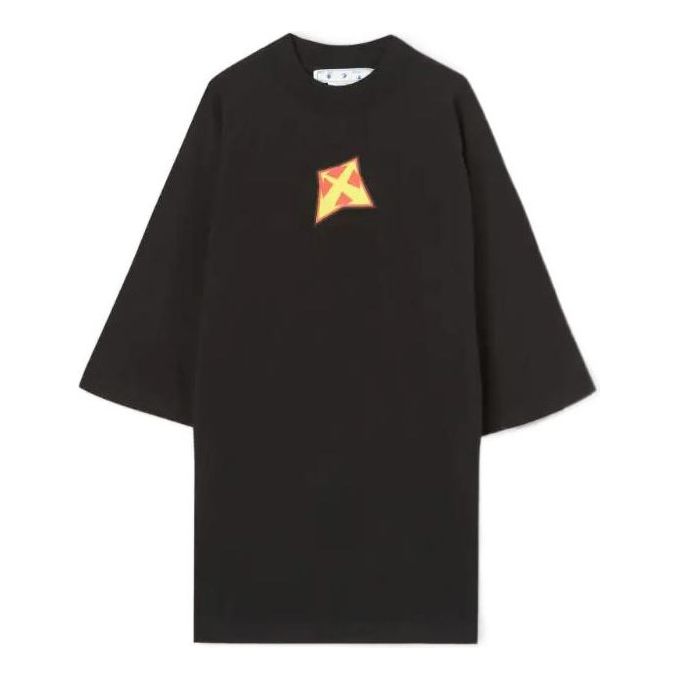 Men's Off-White FW22 Logo Printing Round Neck Short Sleeve Loose Fit Black T-Shirt OMAA139F22JER0021018