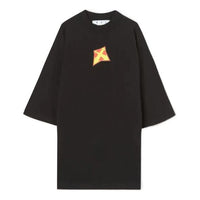 Men's Off-White FW22 Logo Printing Round Neck Short Sleeve Loose Fit Black T-Shirt OMAA139F22JER0021018