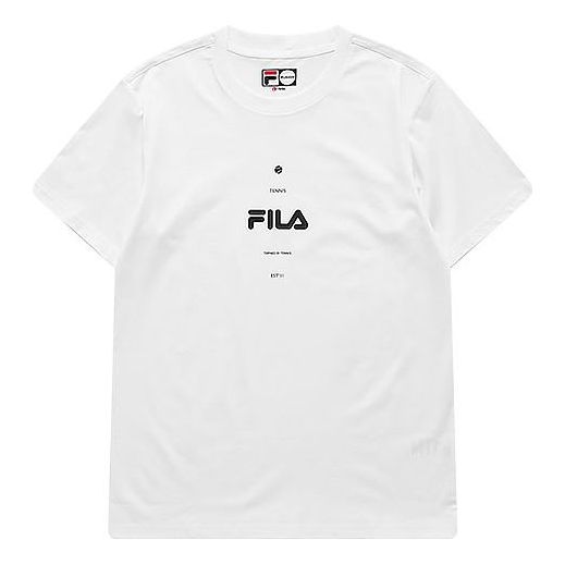 Men's FILA FUSION Logo Printing Round Neck Short Sleeve White T-Shirt T11M121101F-WT