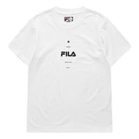 Men's FILA FUSION Logo Printing Round Neck Short Sleeve White T-Shirt T11M121101F-WT