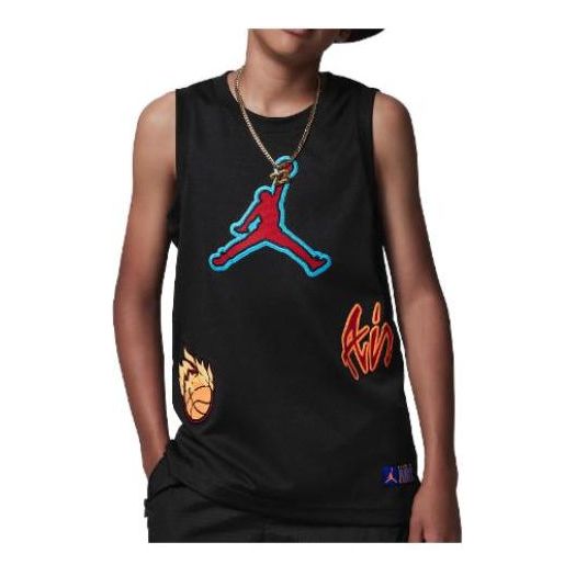 (GS) Air Jordan Patch Pack Jersey 'Black' 95C644-023