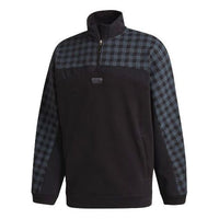 adidas originals D Sweat Grp Half Zipper Plaid Casual Sports Black GD9322