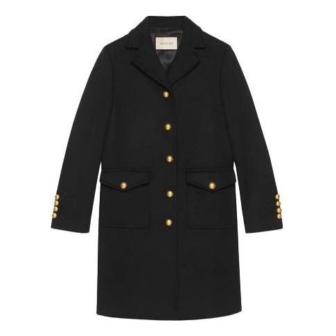(WMNS) Gucci Wool Coat With Double G 'Black' 494500-ZHW03-1000