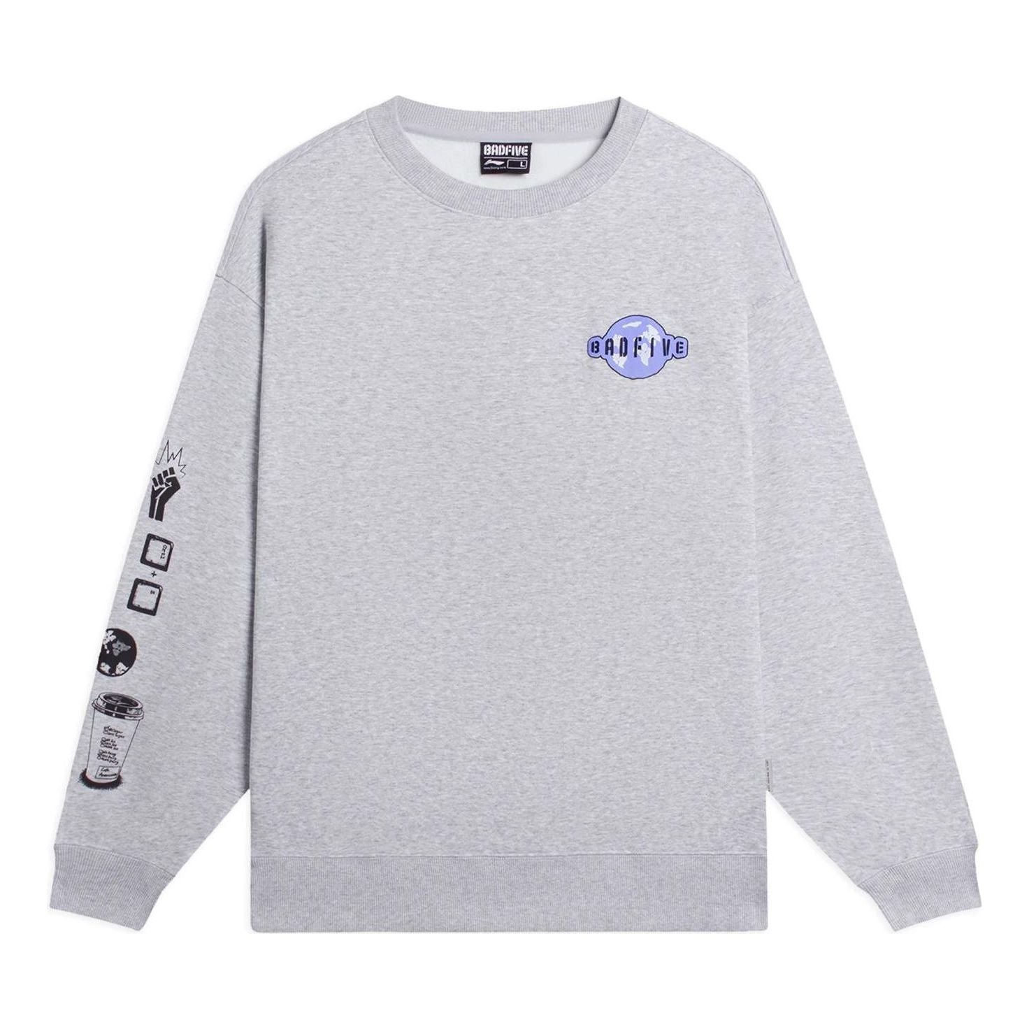 Li-Ning BadFive Graphic Sweatshirt 'Grey' AWDSC01-1