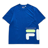 Men's FILA FUSION Contrasting Colors Logo Round Neck Sports Short Sleeve Blue T11M122114A-BU