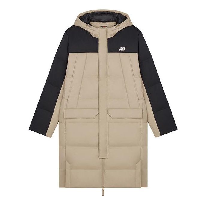 New Balance Winter Long Down Jacket Asia Sizing 'Beige Black' AMJ33338-INC