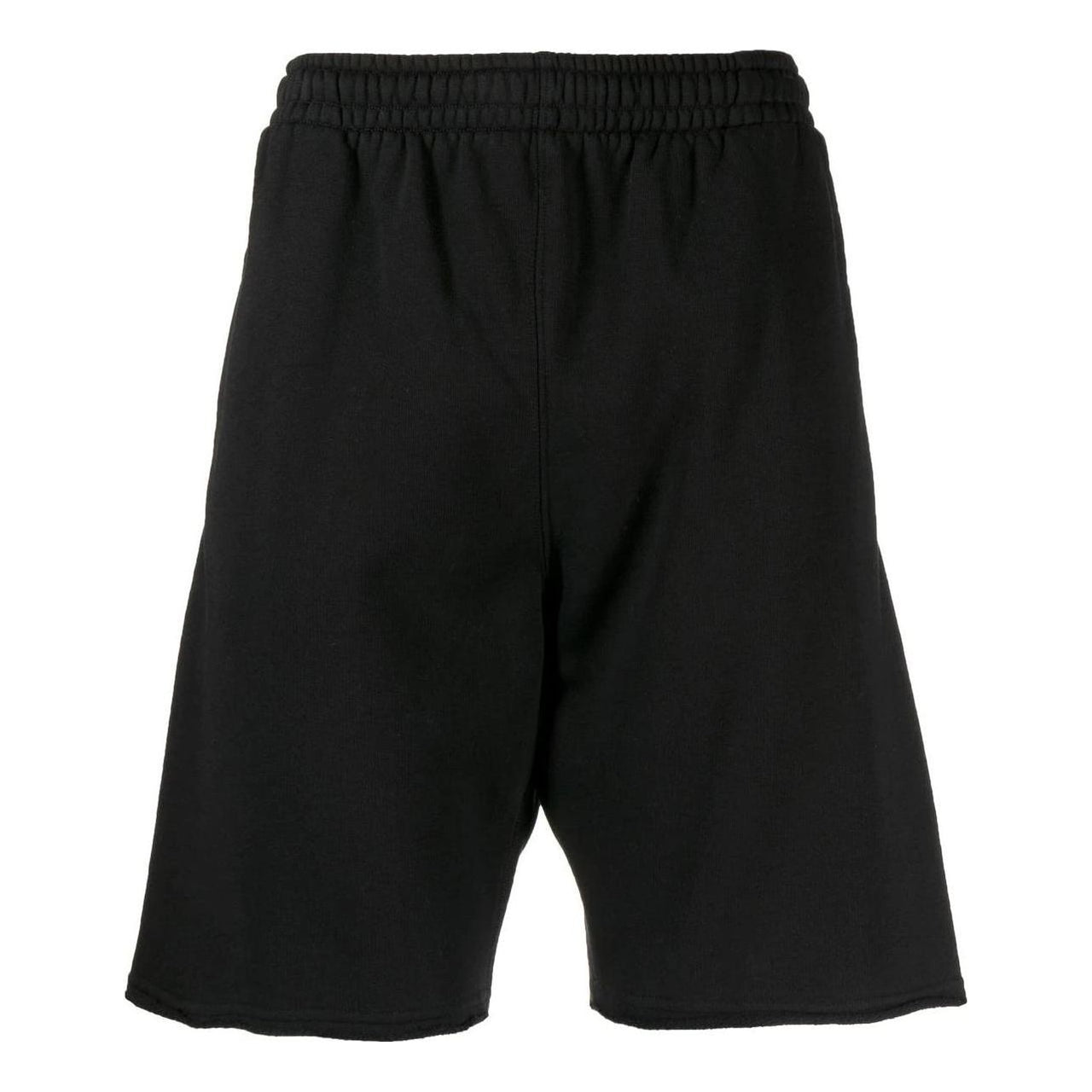 Men's Off-White Solid Color Back Printing Pattern Elastic Waistband Straight Shorts Black OMCI012C99FLE00110011001