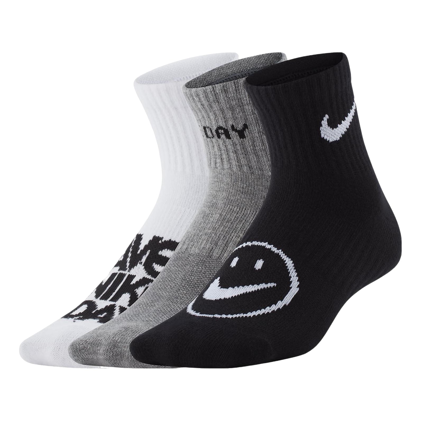 (GS) Nike Lightweight Socks 'Black White Grey' CU8129-902