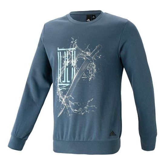 Men's adidas Athleisure Casual Sports Round Neck Long Sleeves Light Blue FK4481