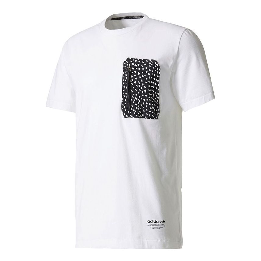 adidas originals Printing Pocket Casual Sports Round Neck Short Sleeve White BS2482