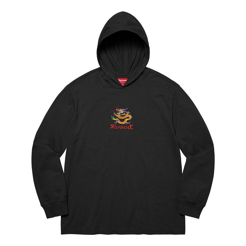Supreme Dragon Hooded L/S Tops 'Black Yellow' SUP-SS22-262