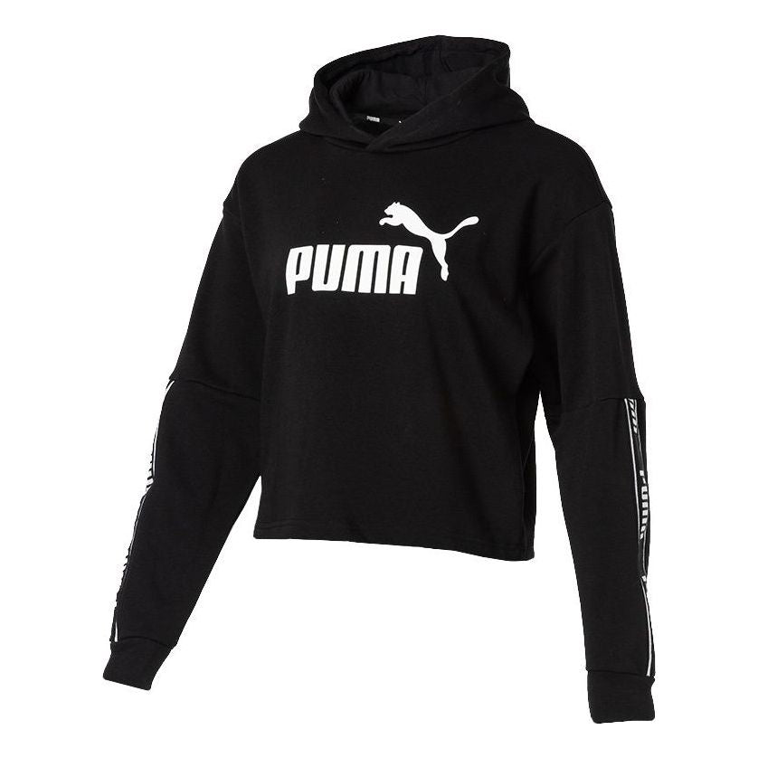(WMNS) PUMA ESS Tape Hoodie 'Black' 581059-01