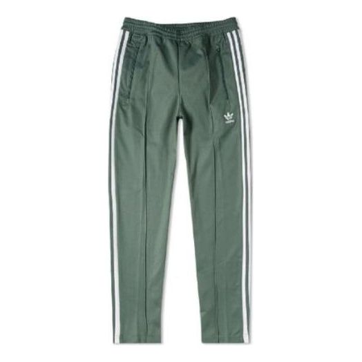 adidas originals Beckenbauer Tp Solid Color Stripe Straight Sports Pants Green DH5818