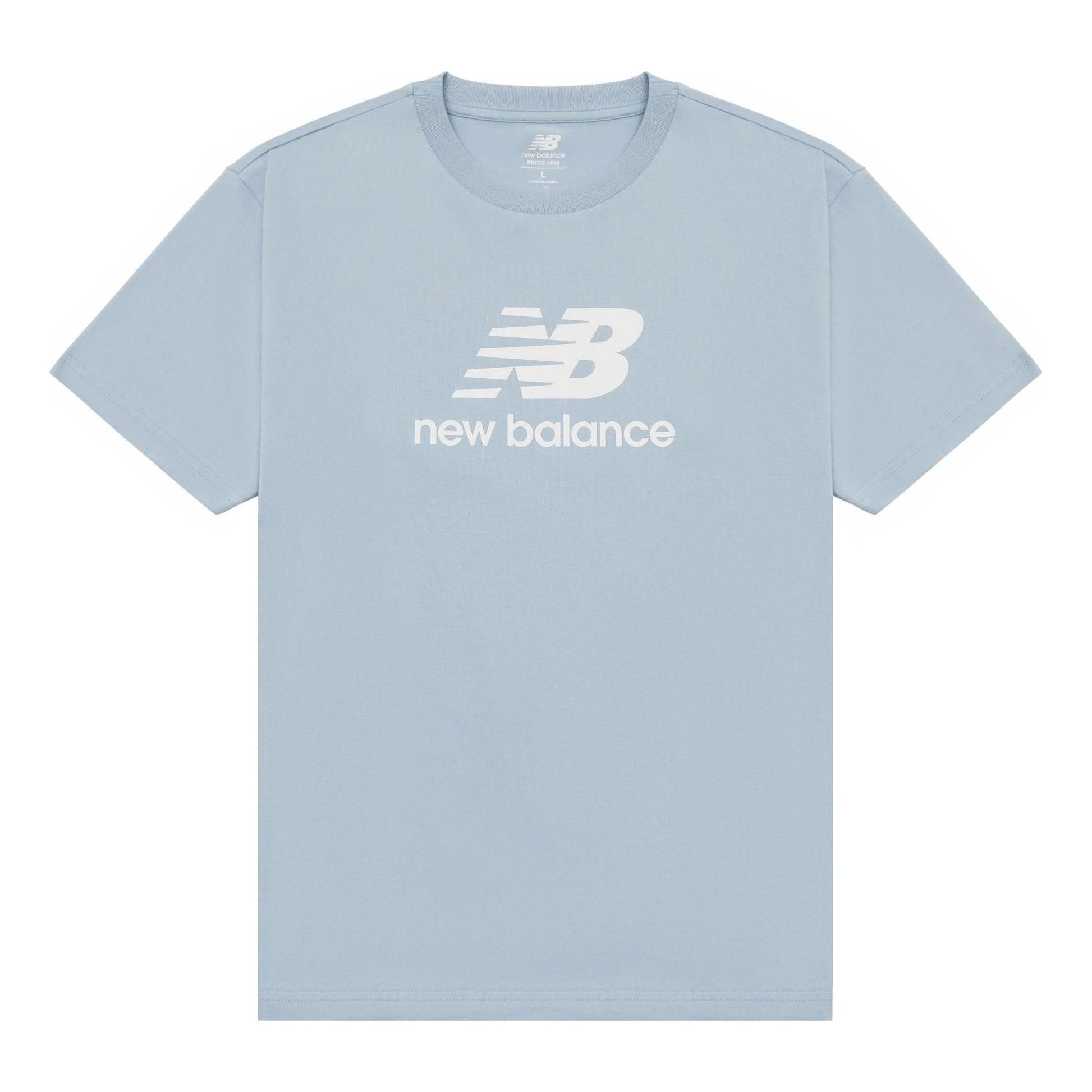 New Balance Essentials Stacked Logo Cotton T-Shirt Asia Sizing 'Blue White' AMT31541-LAY