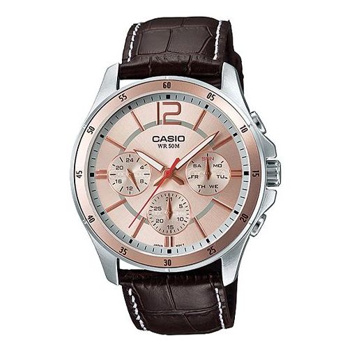 CASIO ENTICERSeries es Men's Waterproof Unisex Mens Brown Analog MTP-1374L-9AV