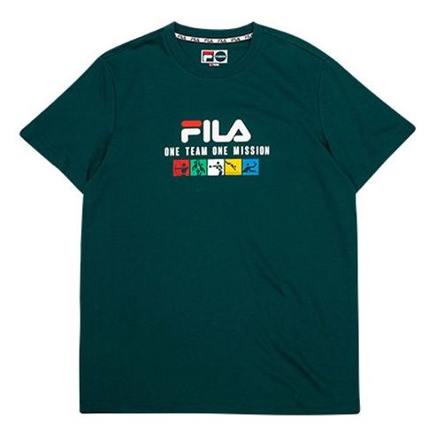 FILA FUSION Athleisure Casual Sports Dropped Shoulder Sleeves Short Sleeve Green T11M032105F-DG