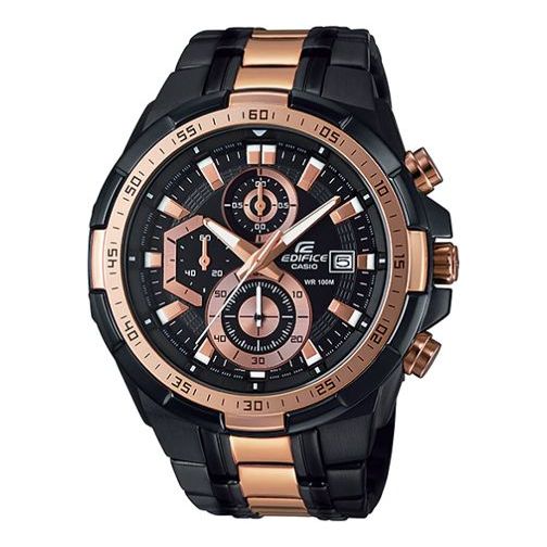 CASIO Analog EDIFICE Quartz Waterproof Mens BlackGold Analog/Digital Combo EFR-539BKG-1AV