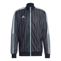 Men's adidas Contrasting Colors Stripe Logo Printing Casual Stand Collar Jacket Legendary Ink Blue HC1307