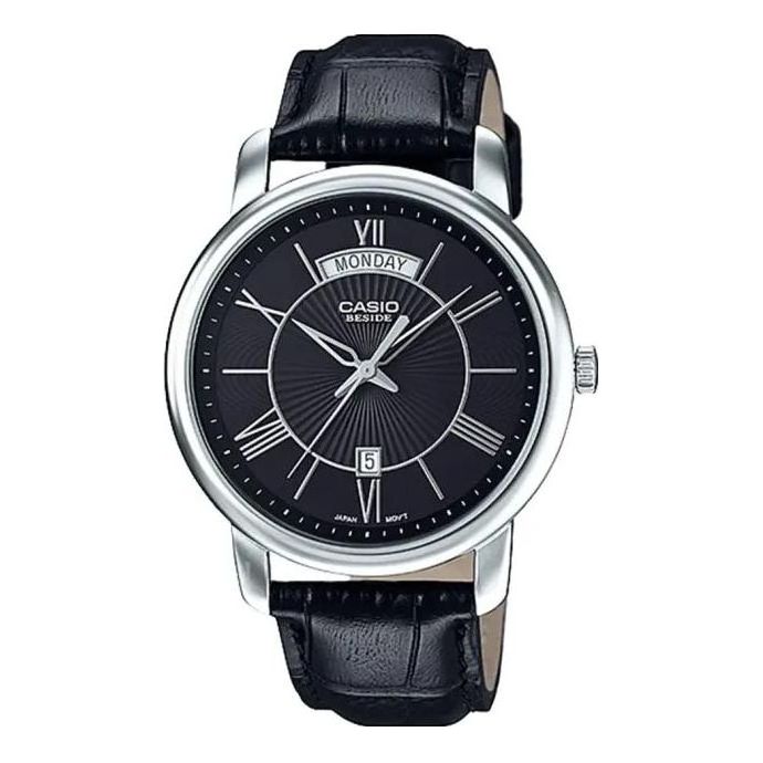 Men's CASIO Fashion Stylish Quartz Watch Leather Strap Mens Analog BEM-152L-1A