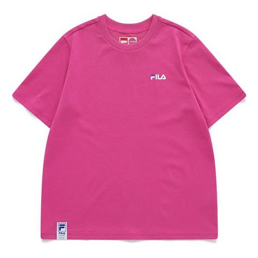 (WMNS) Fila Printing Round Neck Loose Short Sleeve Rose Purple T11W122109F-PC