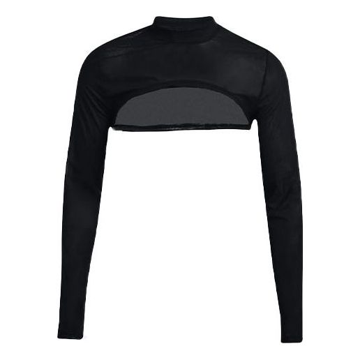 (WMNS) Under Armour Crop High Neck Long Sleeve Top Black 1365997-001