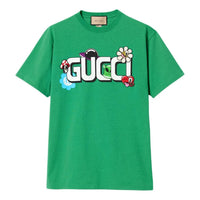 Gucci Cotton Jersey T-Shirt With Gucci Print 'Green' 785345-XJGI9-3440