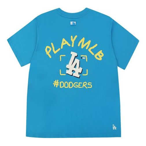 MLB Graffiti Printing Round Neck Short Sleeve Unisex Blue 31TS06031-07U