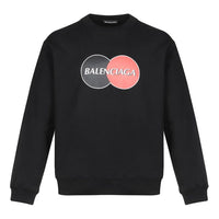 Men's Balenciaga Logo Pattern Round Neck Long Sleeves Black 583258TIV801000