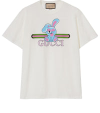 (WMNS) Gucci Cotton Jersey Printed T-Shirt 'Off White' 776596-XJGHQ-9095