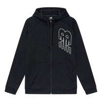 New Balance Logo Printing Sports Fleece Lined Hooded Jacket Black AMJ13020-BK