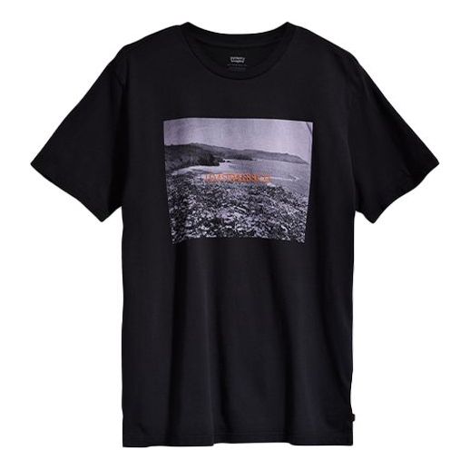 Men's Levis Logo Alphabet Printing Round Neck Loose Short Sleeve Black T-Shirt 22491-0743