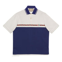 Gucci Cotton Jersey Polo With Interlocking G 'Blue White' 692143-XJD7E-9219