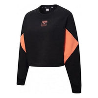 (WMNS) PUMA Rebel Crew Cropped Training Sweatshirt 'Black Orange' 586520-51