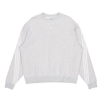 Men's adidas originals Side Stripe Loose Round Neck Pullover Gray FM1520