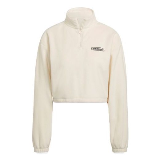 (WMNS) adidas Retro Luxury 1/4 Zip Cropped Sweater 'Beige' HL0047