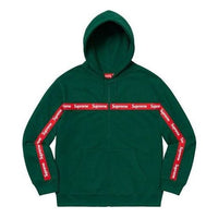 Supreme Text Stripe Zip Up Hooded Sweatshirt 'Green' SUP-FW19-850