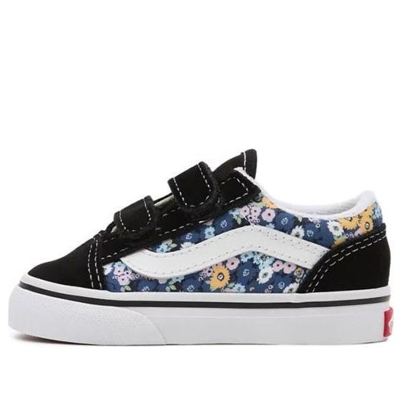 Vans Toddler Floral Old Skool Velcro 'Black Blue' VN000D3YFF1