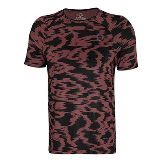 Men's Under Armour RUSH HeatGear Fitted Printing Short Sleeve Red T-Shirt 1351559-688