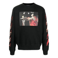 Men's Off-White Pattern Printing Round Neck Long Sleeves Black OMBA025F21FLE0051001