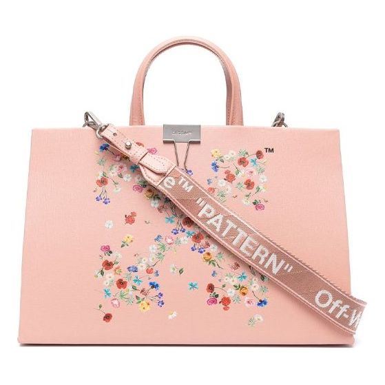 (WMNS) Off-White Flowers Arrow Pattern handbag Pink OWNA058R21LEA0023184
