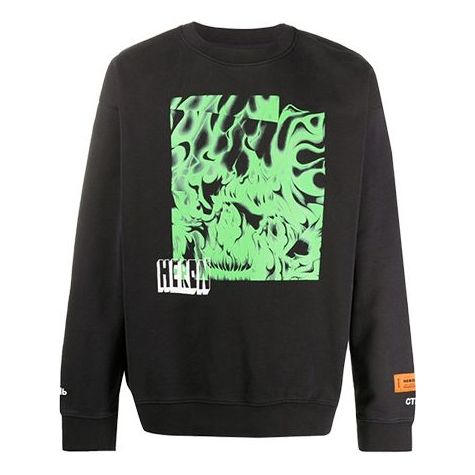 Men's HERON PRESTON Pattern Printing Long Sleeves Black HMBA007S208960201088