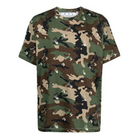 Men's Off-White SS22 Camouflage Pattern Round Neck Short Sleeve Version Green T-Shirt OMAA038S21JER01656005600