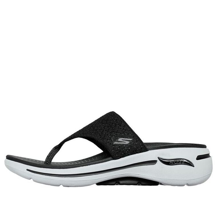 (WMNS) Skechers Go Walk Arch Fit Sandal 'Black White' 140221-BKW