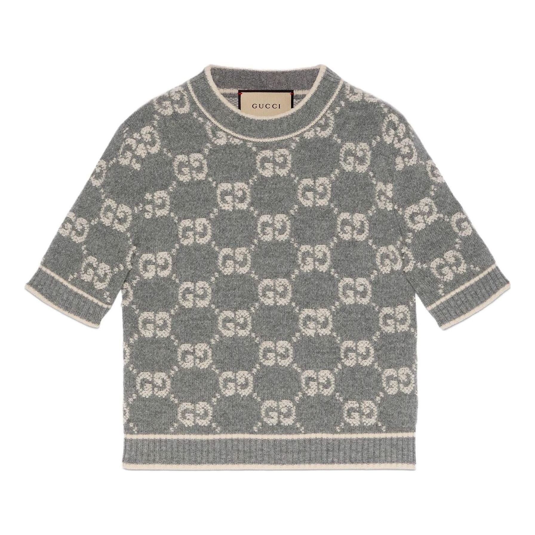 (WMNS) Gucci GG Wool Boucl Jacquard Top 'Grey Ivory' 770059-XKCNA-1130