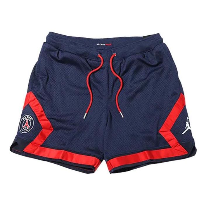 Men's Air Jordan Colorblock Logo Printing Lacing Straight Sports Shorts Blue Red DB6518-410