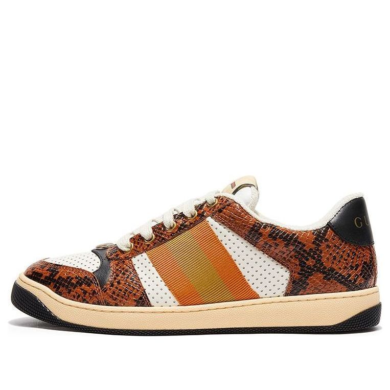 Gucci Screener Python-embossed Leather Sneakers 'Orange Black White' 698605-19YC0-7761