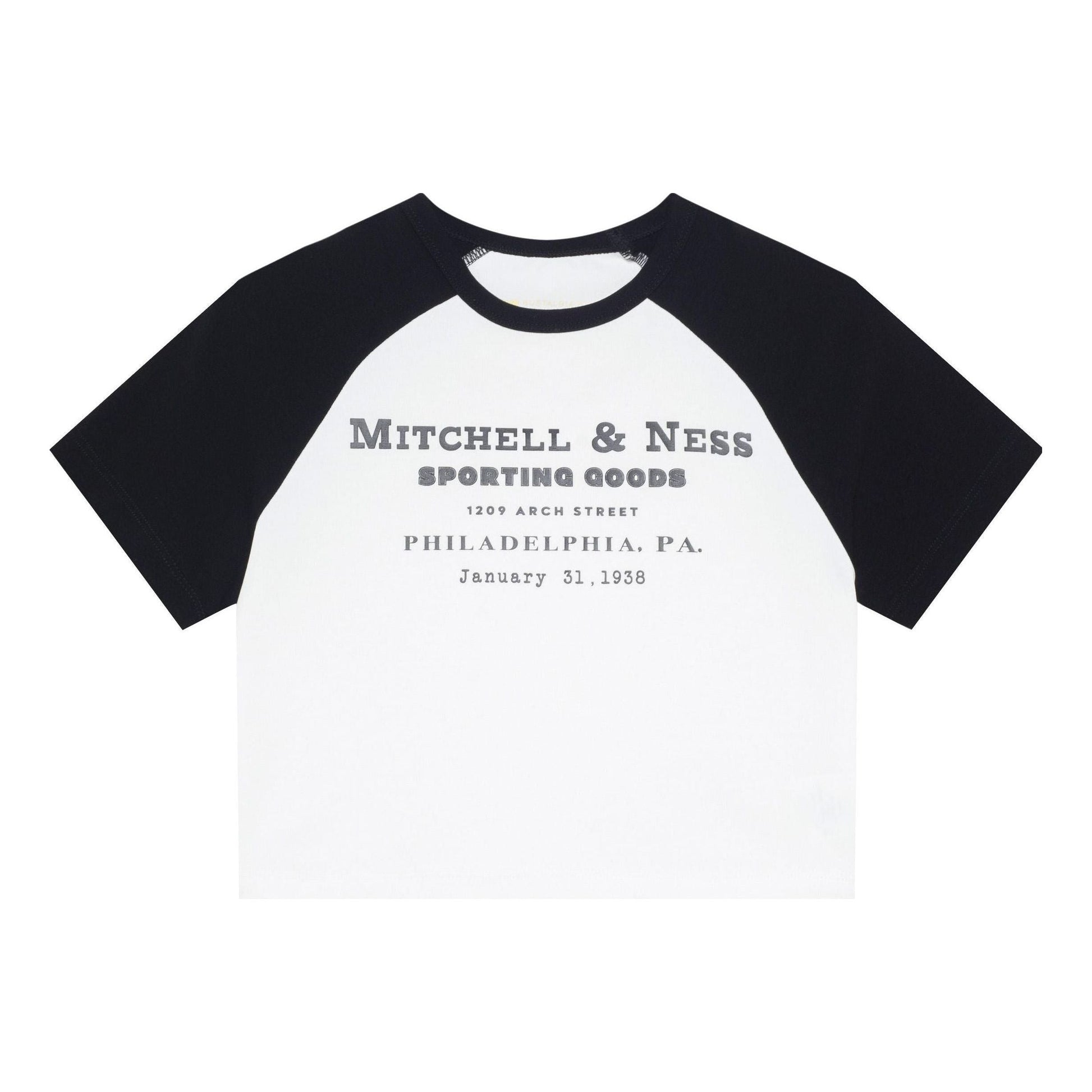 (WMNS) Mitchell & Ness x NBA PHILADELPHIA Short Board T-shirt 'White Black' MNJYSST23021-BLACK