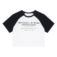 (WMNS) Mitchell & Ness x NBA PHILADELPHIA Short Board T-shirt 'White Black' MNJYSST23021-BLACK